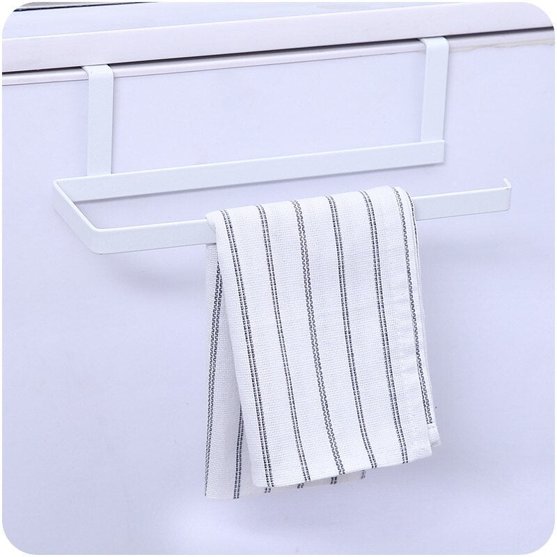 Wrought iron kitchen paper towel rack hanging bathroom roll paper holder kitchen cabinet door hook storage organizer WF812328
